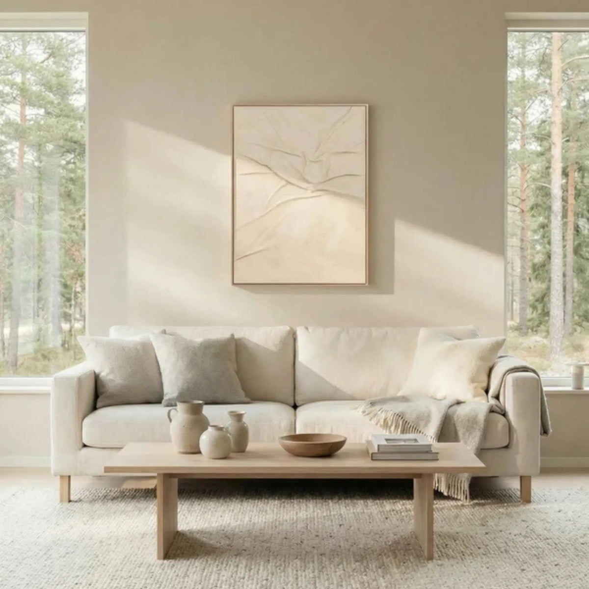 Eightmood Stillness Handmålad Tavla 90x120 cm, Offwhite