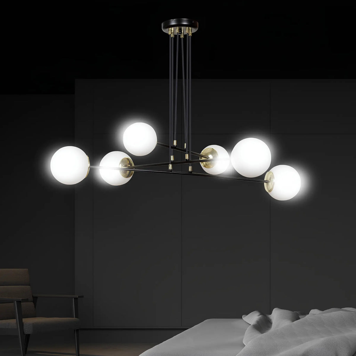 Emibig Ognis Pendellampa 6-ljus 90x75 cm, Svart