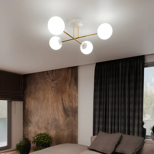 Emibig Magnum Taklampa 4-ljus 55x75 cm, Vit/Guld