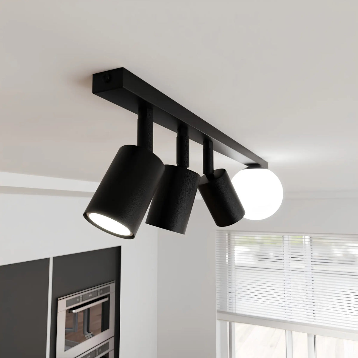 Emibig Baster Taklampa 4-ljus 70x14 cm, Svart