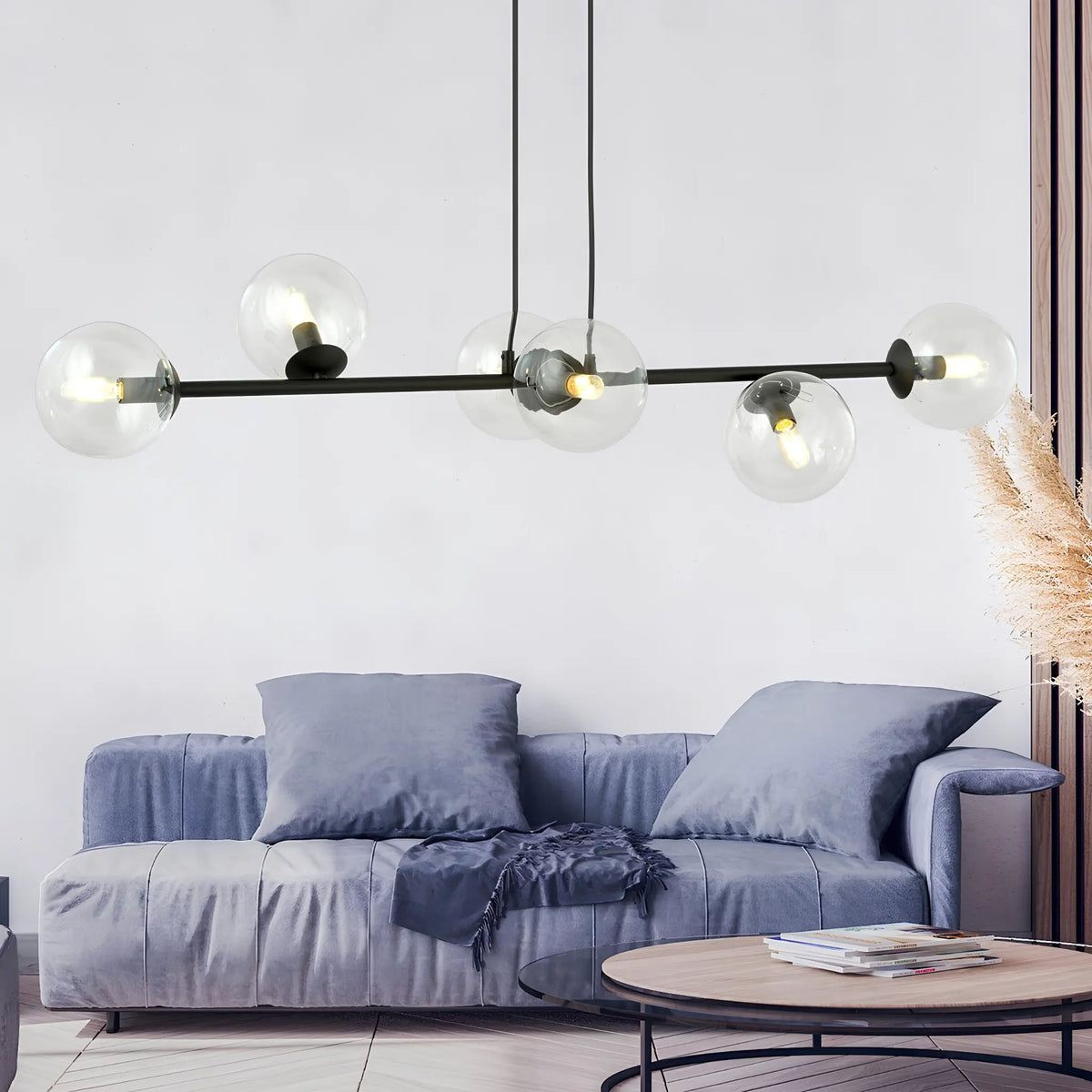 Emibig Rossi Pendellampa 6-ljus 110x30 cm, Svart