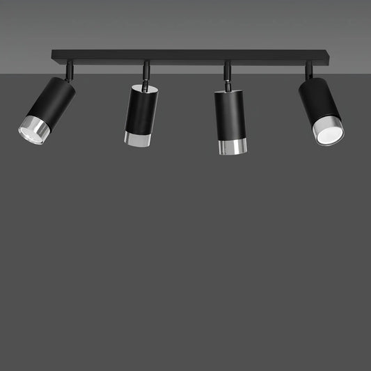 Emibig Hiro Taklampa 4-ljus 60x6 cm, Svart/Silver