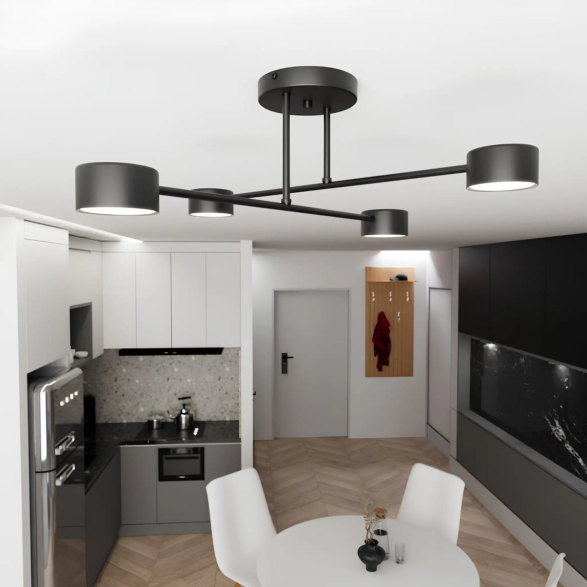 Emibig Halo Taklampa 4-ljus Ø60 cm, Svart