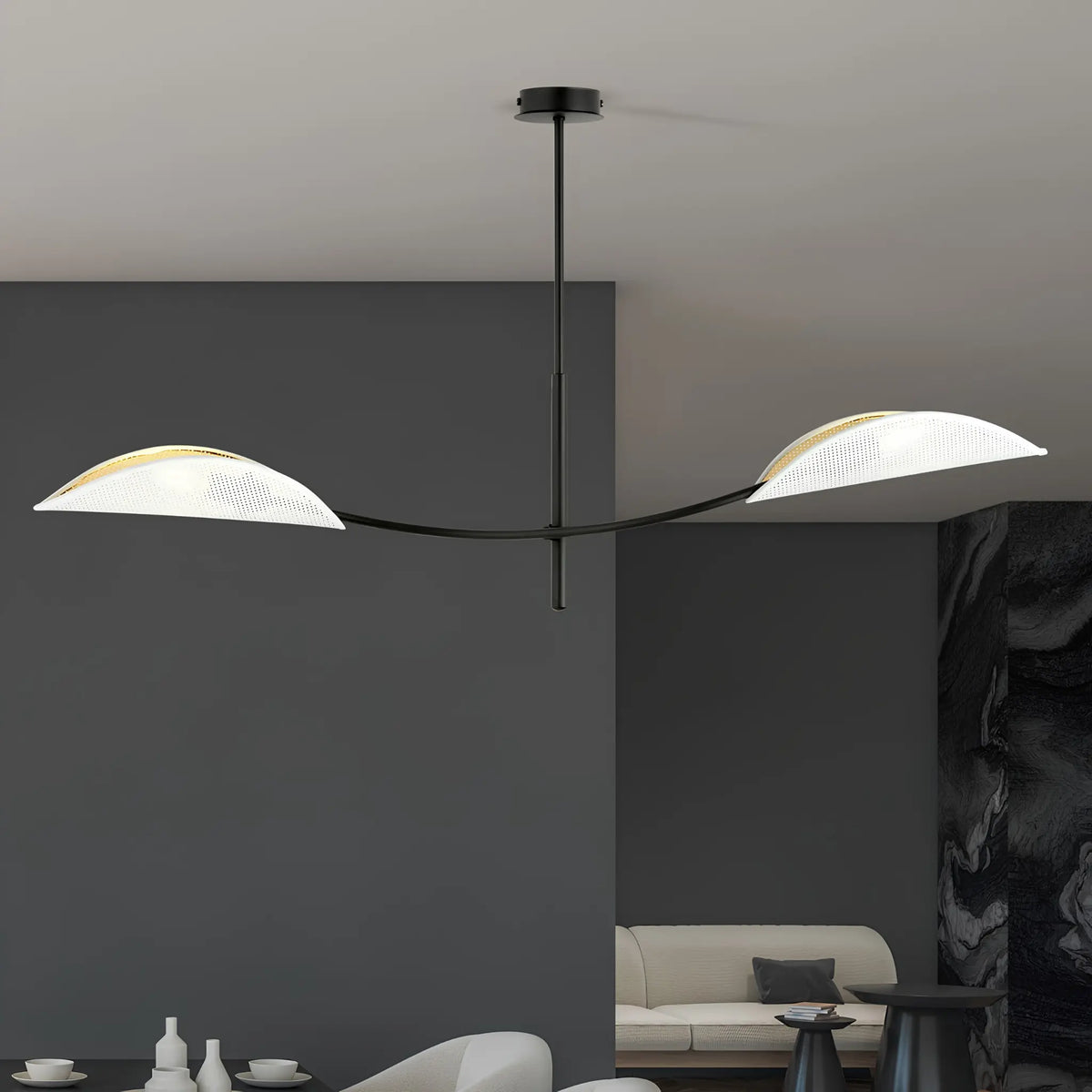 Emibig Lotus Taklampa 2-ljus 103x11 cm, Svart/Vit