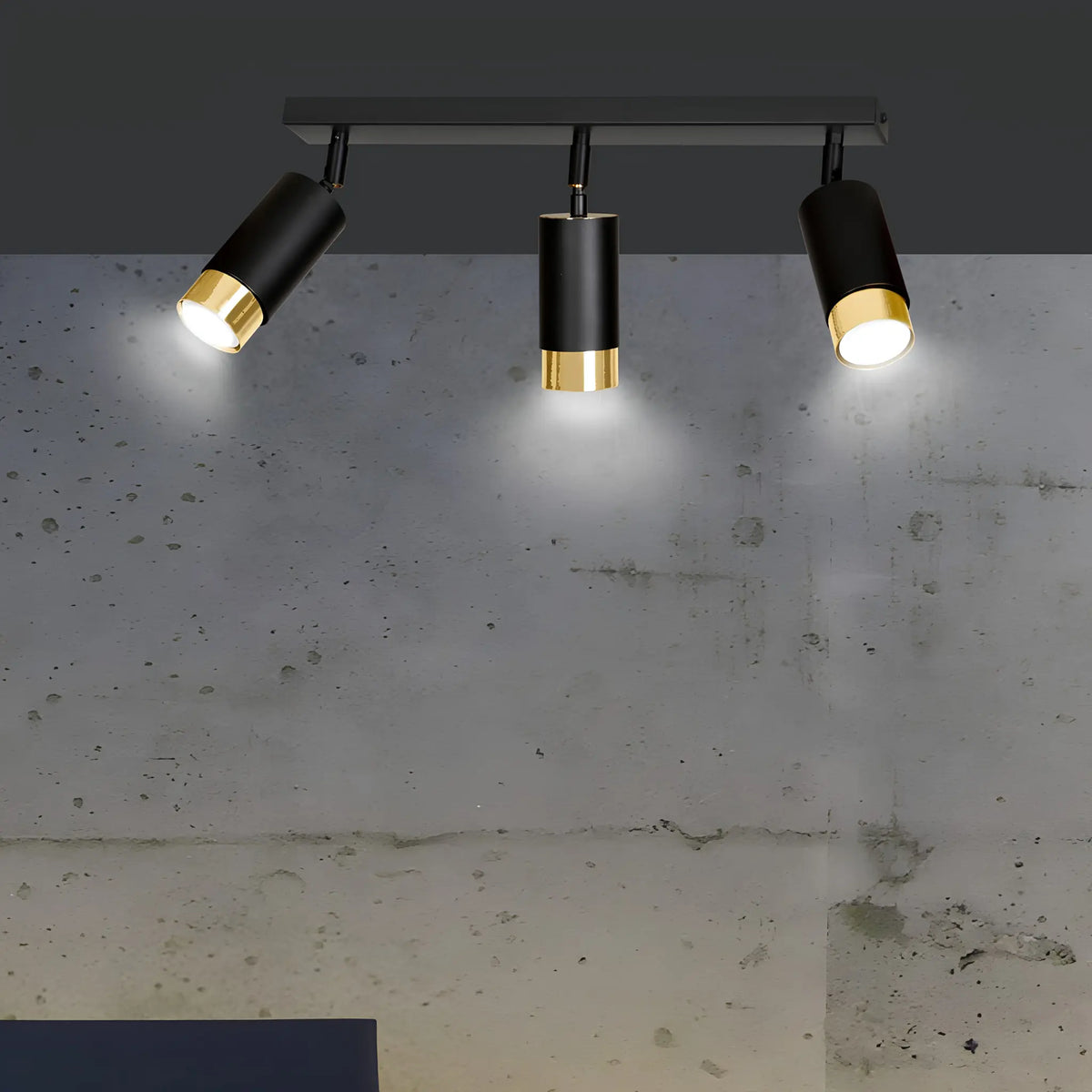 Emibig Hiro Taklampa 3-ljus 45x6 cm, Svart/Guld