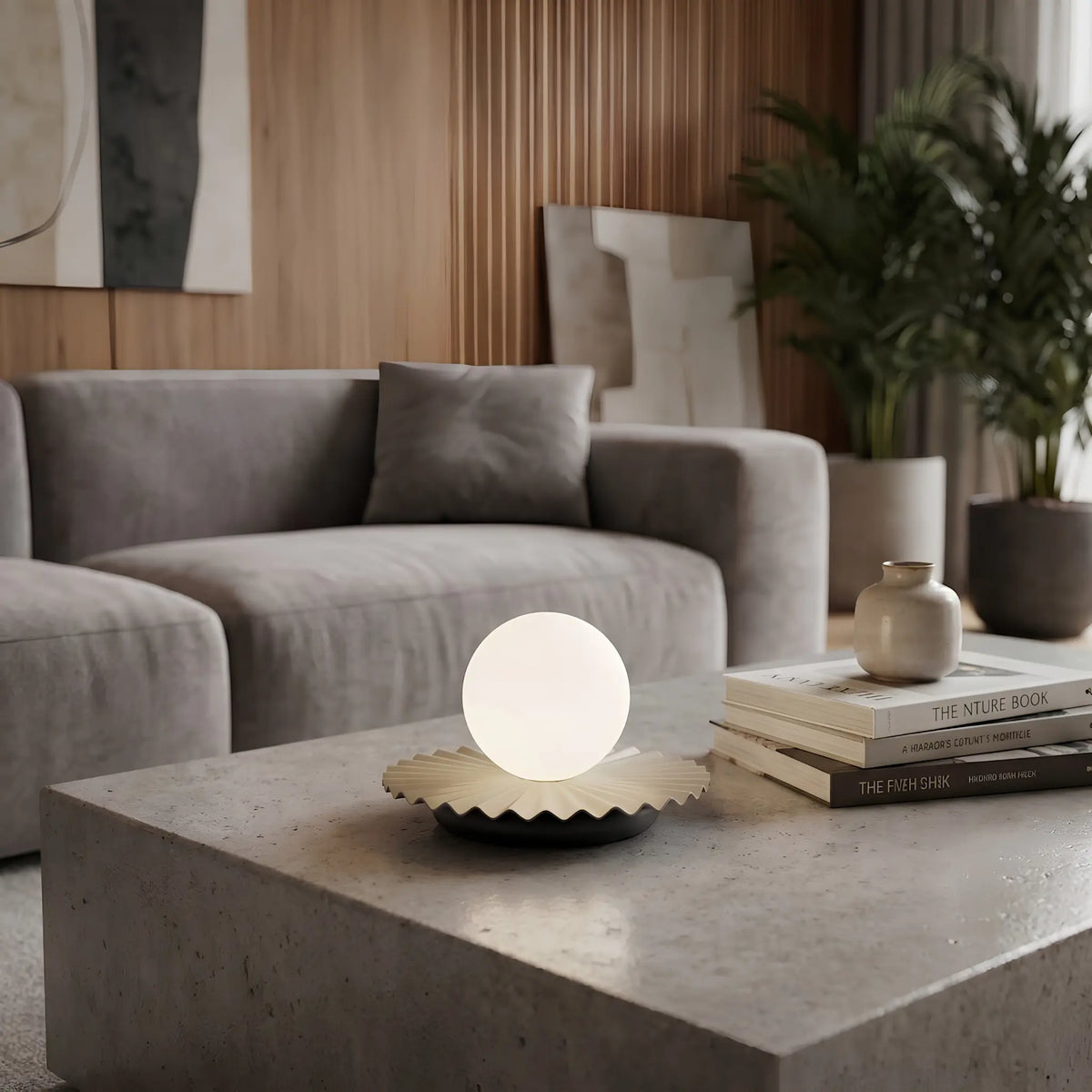 Emibig Umbra Bordslampa 20x13 cm, Beige/Svart