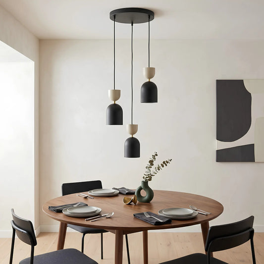 Emibig Gaudi Pendellampa 3-ljus Ø34 cm, Svart/Beige
