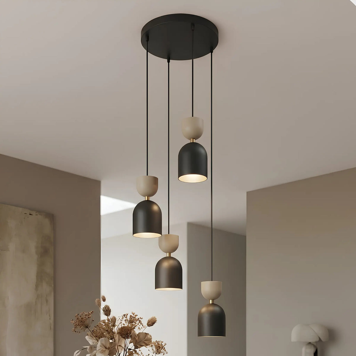 Emibig Gaudi Pendellampa 4-ljus Ø38 cm, Svart/Beige