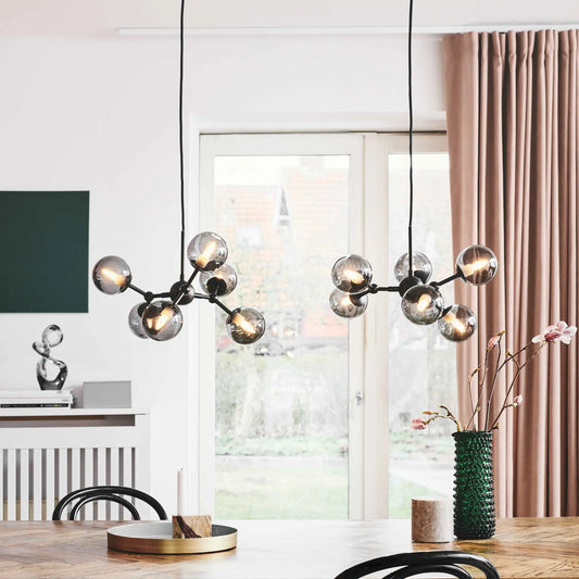 Halo Design Atom Ljuskrona Ø45 cm, Smoke/Svart