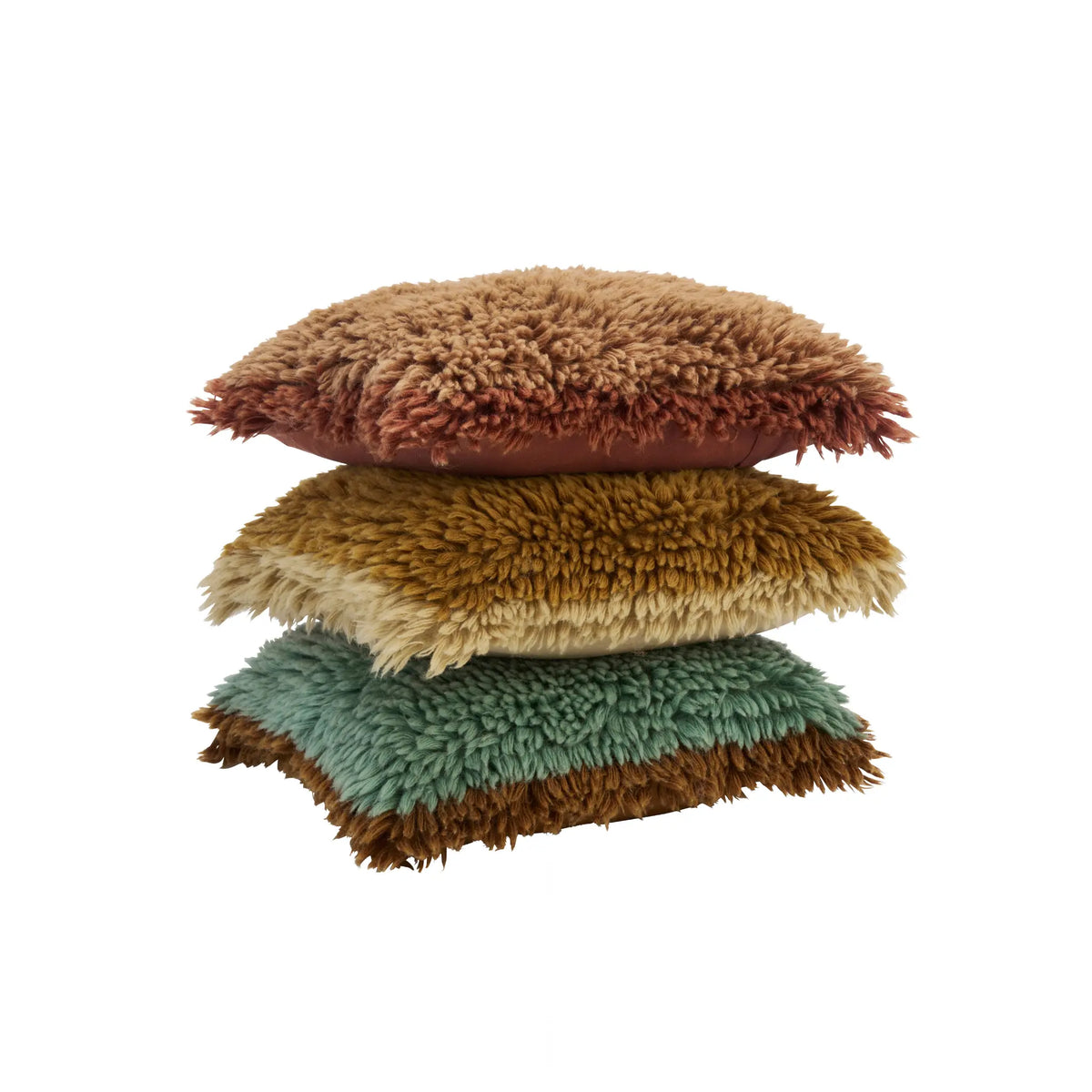 Madam Stoltz Kuddfodral Ull 2-Pack 40x40 cm, Turkos/Karamell