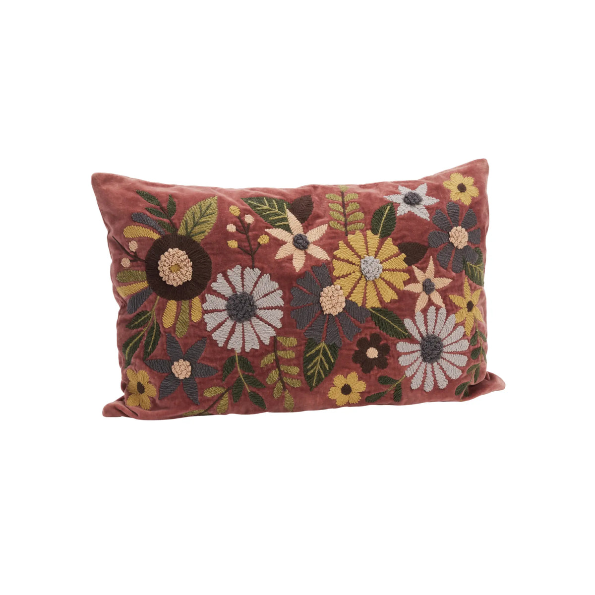 Madam Stoltz Kuddfodral Broderat 2-Pack 40x60 cm, Dusty Rose/Multifärgad