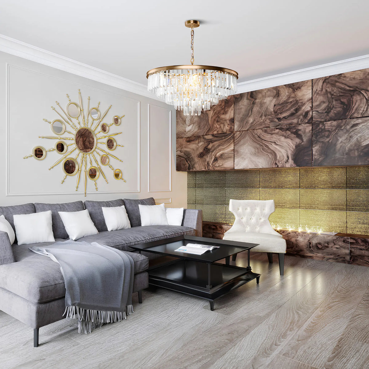Maytoni Revero Pendellampa Ø70 cm, Mässing