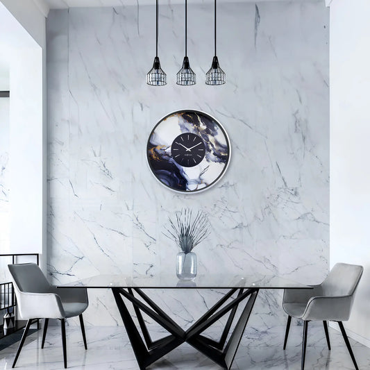 NeXtime Marble Duo Väggklocka 48 cm, Silver/Vit