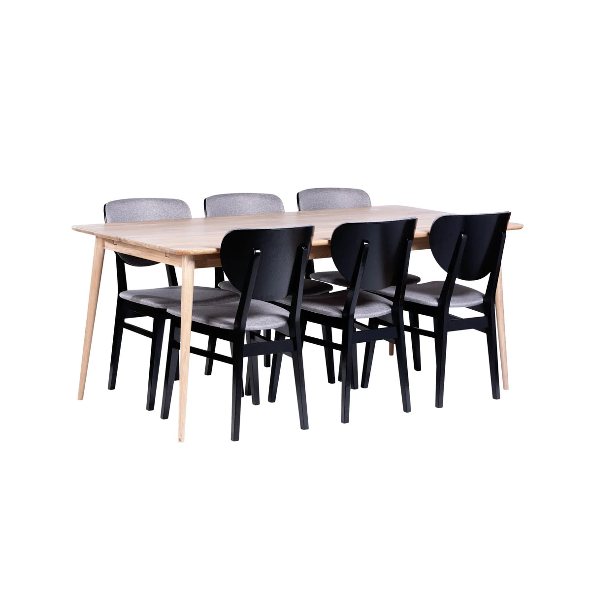 Stenexpo Odense Matgrupp 6 Borgholm stolar, Vitoljad ek/Svart