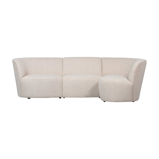 WOOOD Coco 3-Sits Soffa Rundad Höger Bouclé, Cream