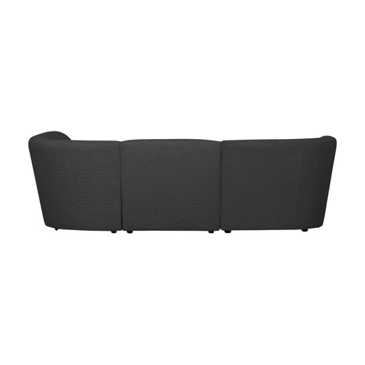 WOOOD Coco 3-Sits Soffa Rundad Höger Bouclé, Dark Grey