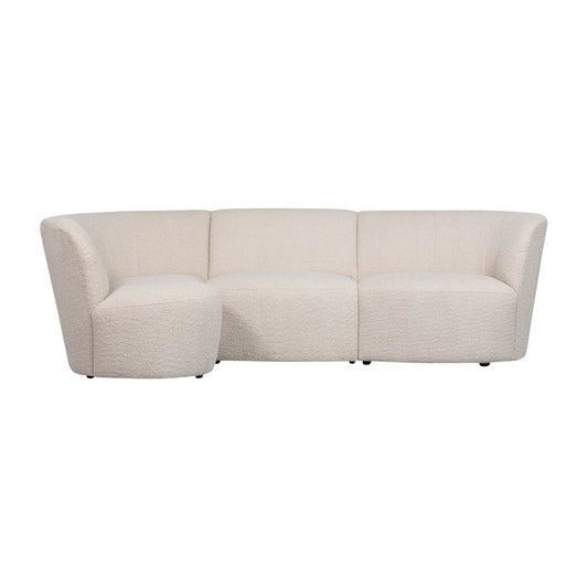 WOOOD Coco 3-Sits Soffa Rundad Vänster Bouclé, Cream
