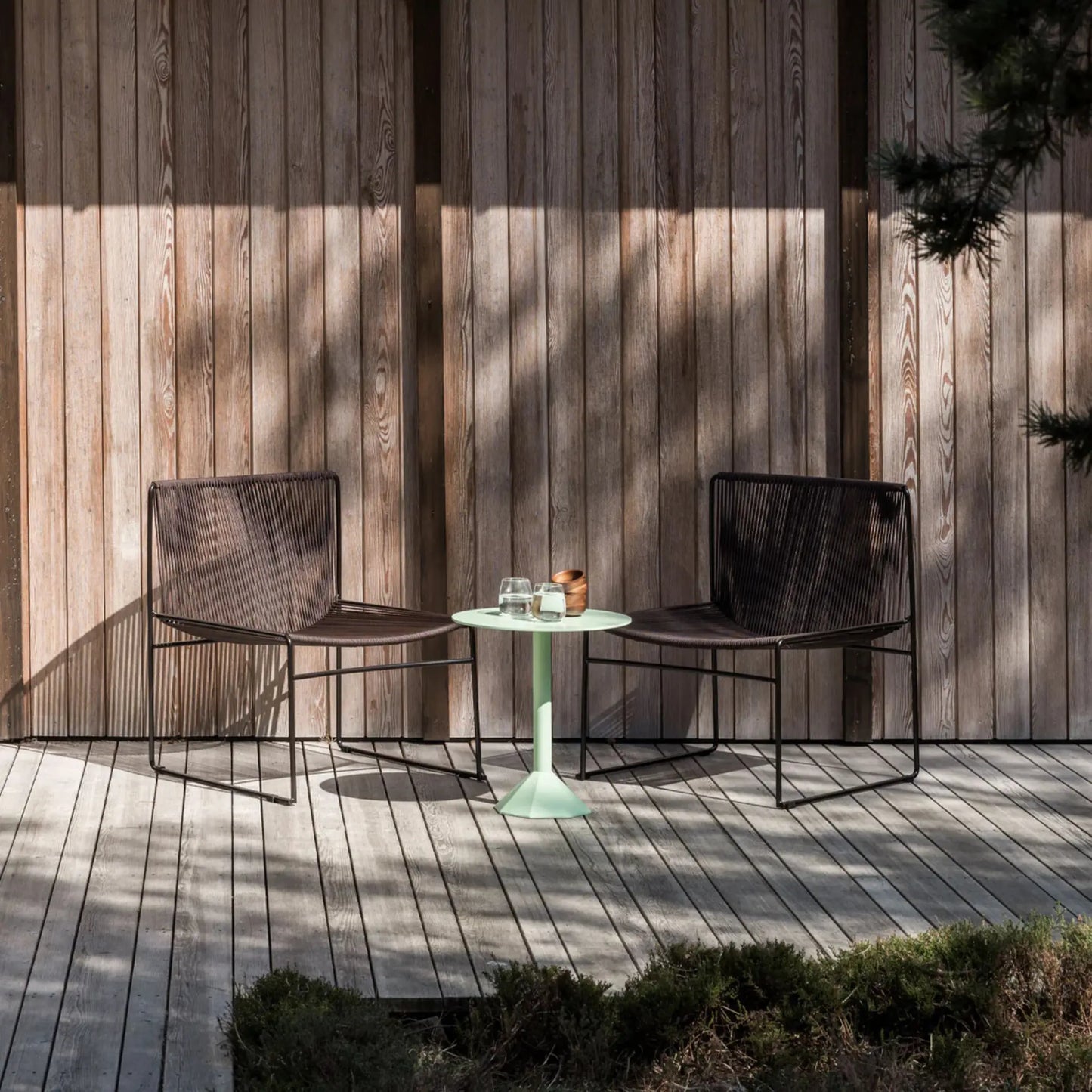 Bebo Objects Lyre Fåtölj Svart 2-Pack, Snöre Brun