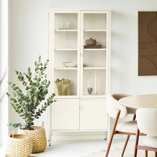 House Nordic Brisbane Vitrinskåp 80x35x180 cm, Offwhite