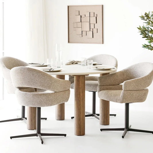 House Nordic Fondi & Dover Matgrupp Ø120 cm, Sand/Brun