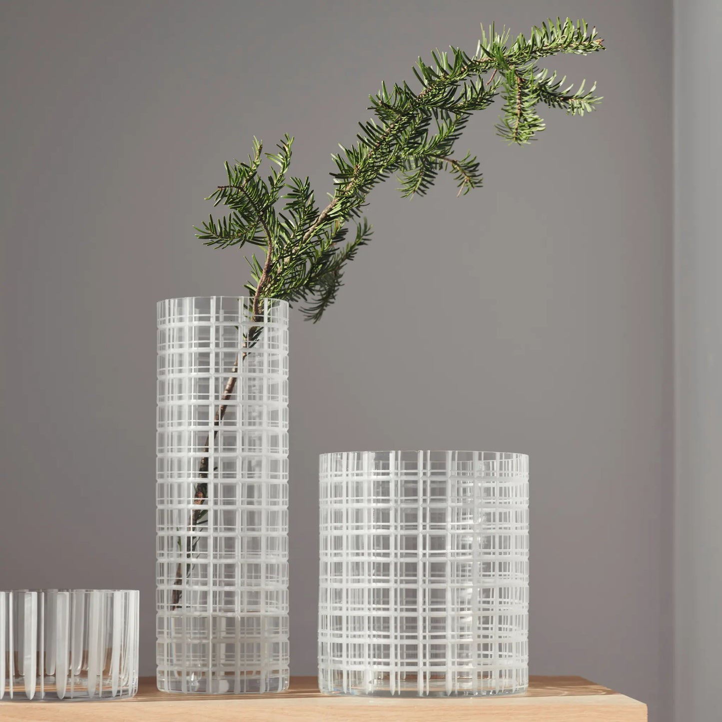 Orrefors, Cut In Number Vas Rutmönster 33 cm, Klar/Vit