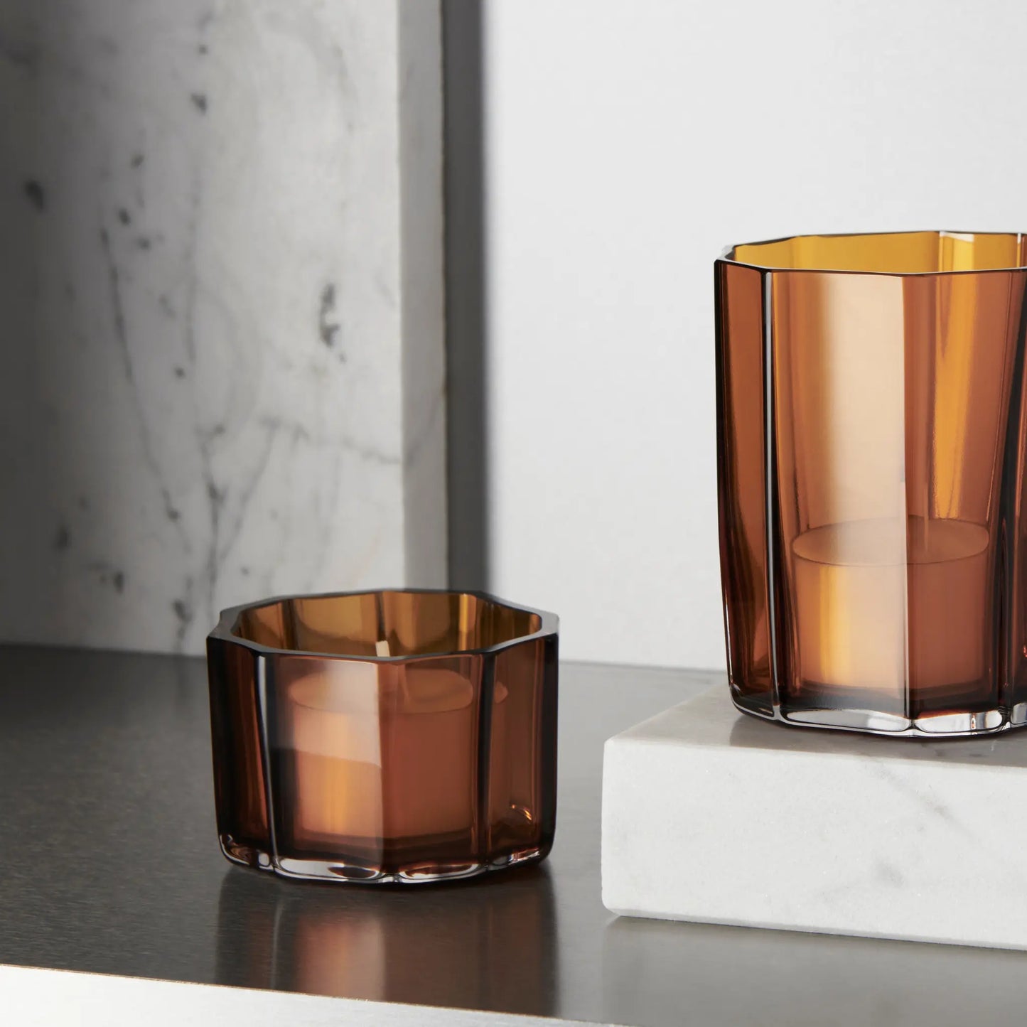 Orrefors, Reed Ljuslykta 4,5 cm, Bärnsten