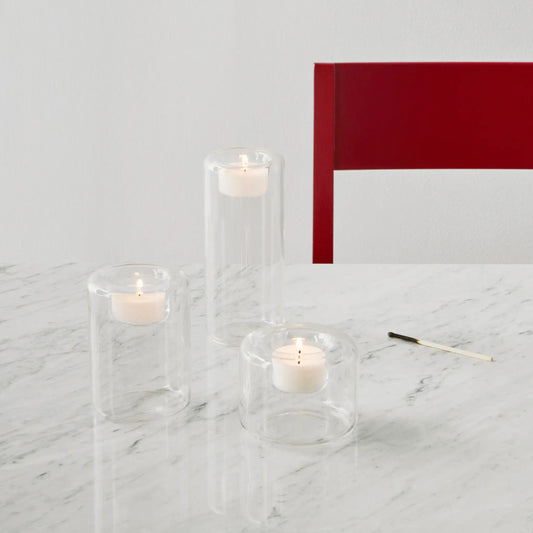 Kosta Boda, Happy Ljuslykta 3-pack 6,8, 10,5, 15 cm, Klar-Silvra Home