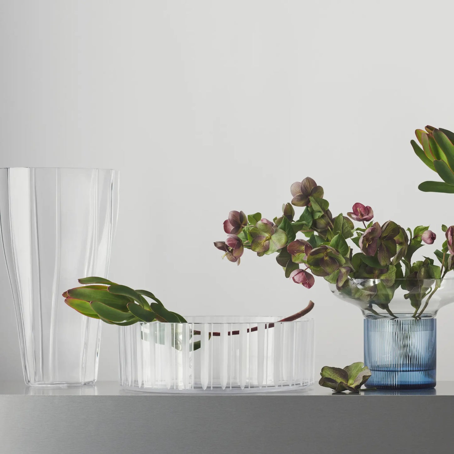 Orrefors, Cut In Number Skål Ränder 27,5 cm, Klar/Vit