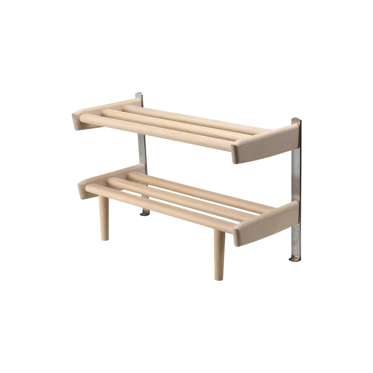 Oscarssons Möbel Meja Skohylla 59 cm Golv, Vitoljad Ek/Slipat stål