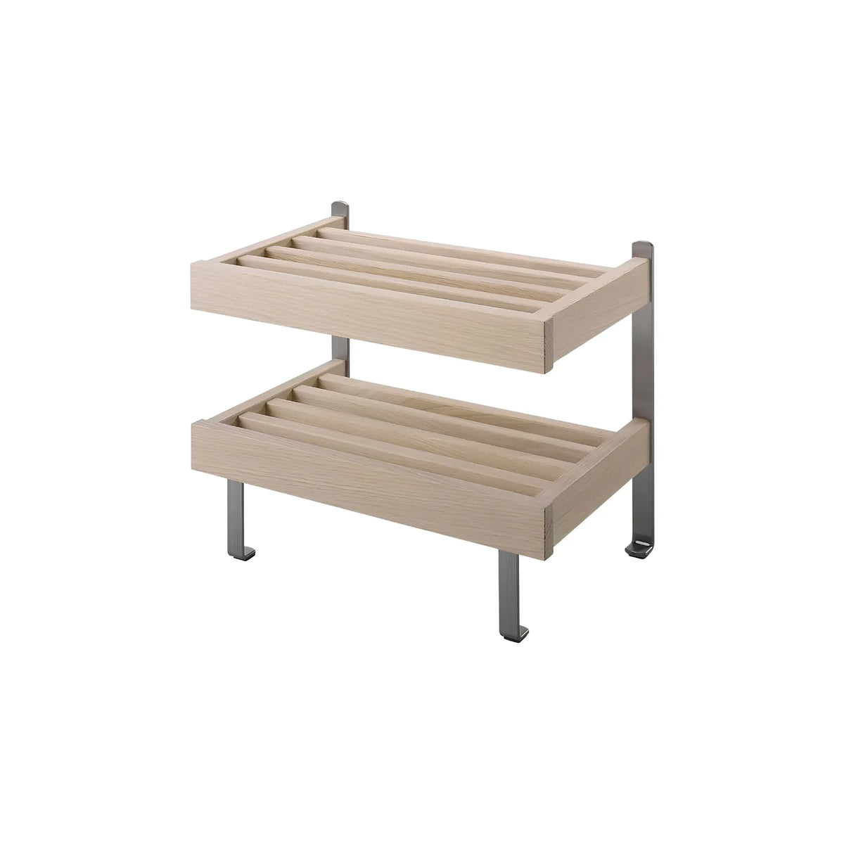 Oscarssons Möbel Nadja Skohylla II 50 cm Golv, Vitoljad Ek/Slipat stål
