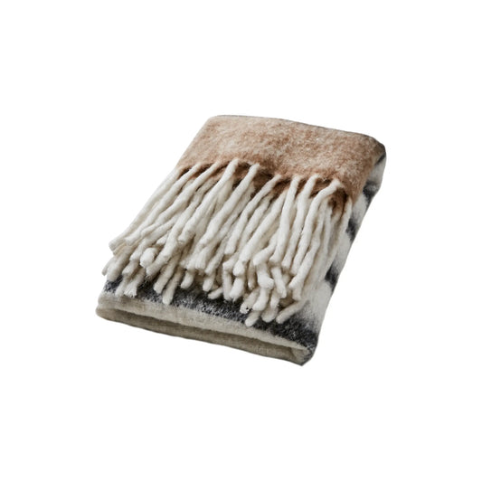 Affari of Sweden, Frasse Filt, Beige/svart/vit-Silvra Home