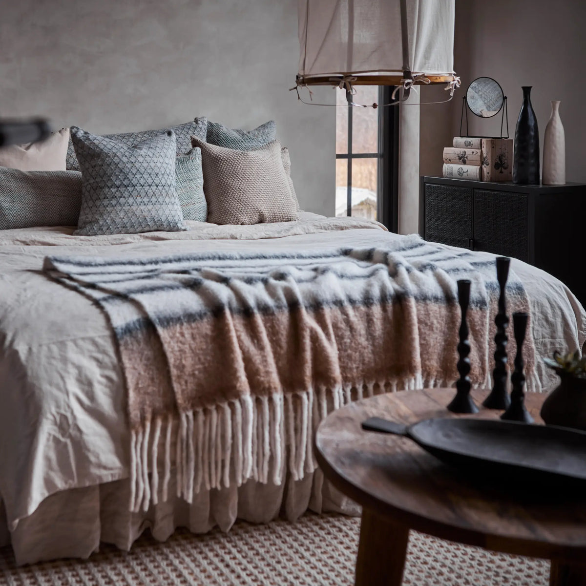 Affari of Sweden, Frasse Filt, Beige/svart/vit-Silvra Home