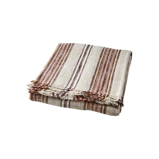 Affari of Sweden Hilda Filt/duk 250x140 cm, Natur/brun/rosa/gul