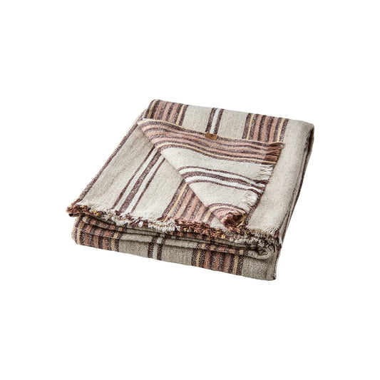Affari of Sweden Hilda Filt/duk 350x140 cm, Natur/brun/rosa/gul