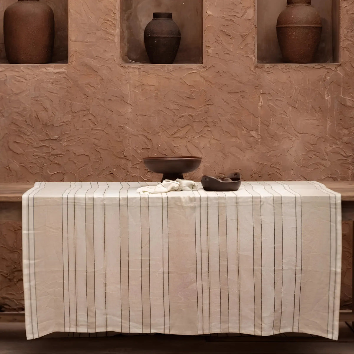 Bazar Bizar The Provence Bordsduk 150x250 cm, Natur/Svart/Vit