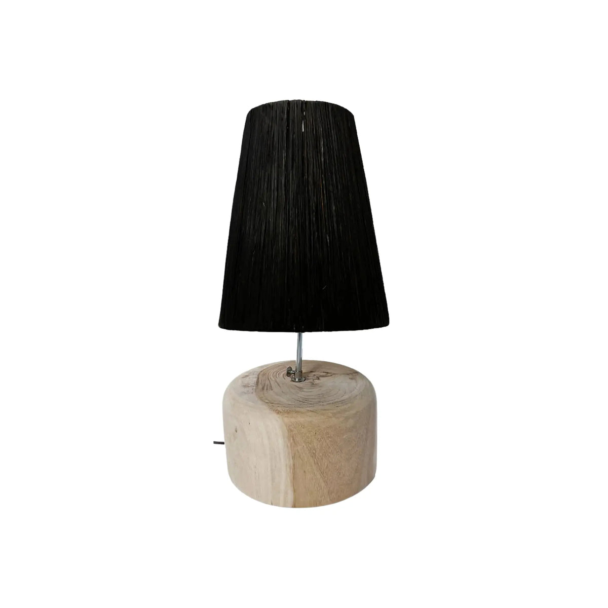 Bazar Bizar The Raffia Teak Wood Bordslampa, Natur/Svart