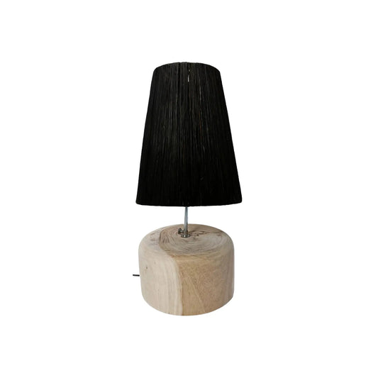 Bazar Bizar The Raffia Teak Wood Bordslampa, Natur/Svart