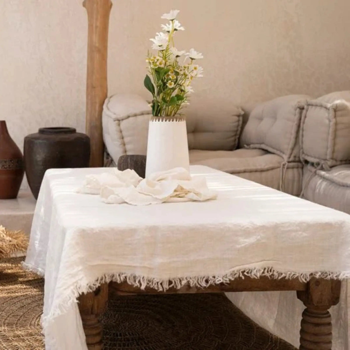 Bazar Bizar The Linen Bordsduk 180x300 cm, Vit