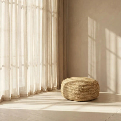 Bazar Bizar The Raffia Flores Sittpuff, Natur