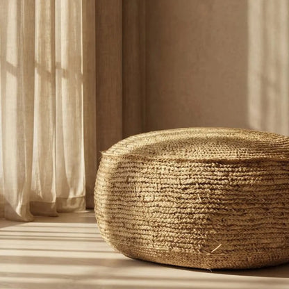 Bazar Bizar The Raffia Flores Sittpuff, Natur