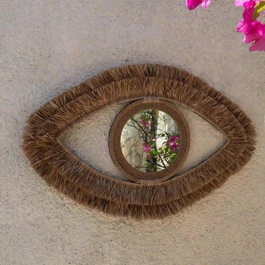 Bazar Bizar The Raffia Eye Spegel M, Natur