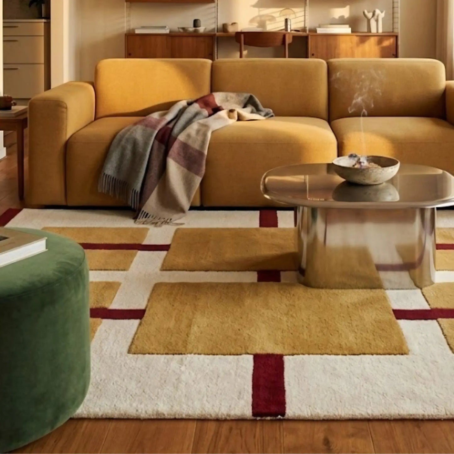 Deco Nord Aura Ullmatta 170x240 cm, Ivory/red/yellow