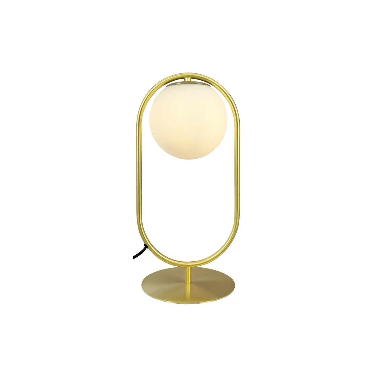 Dyberg Larsen Reims Bordslampa med båge och glaskupa, Mässing/Vit