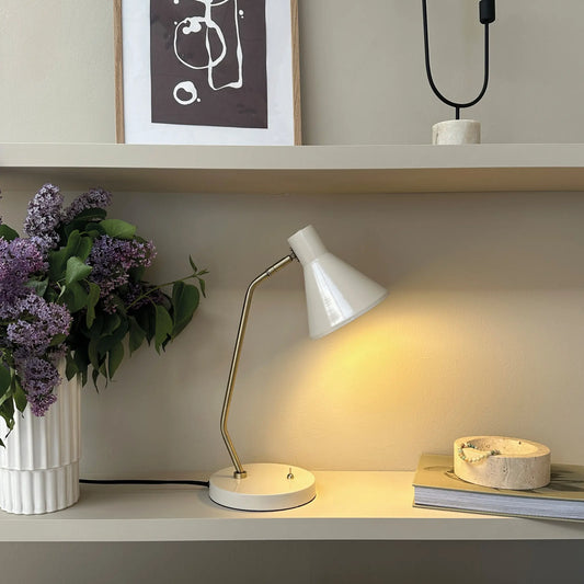 Dyberg Larsen Sleep Bordslampa, Blankvit/Antikmässing