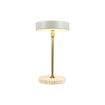 Dyberg Larsen Moonlight Bordslampa LED Laddningsbar, Beige/Mässing/Travertin