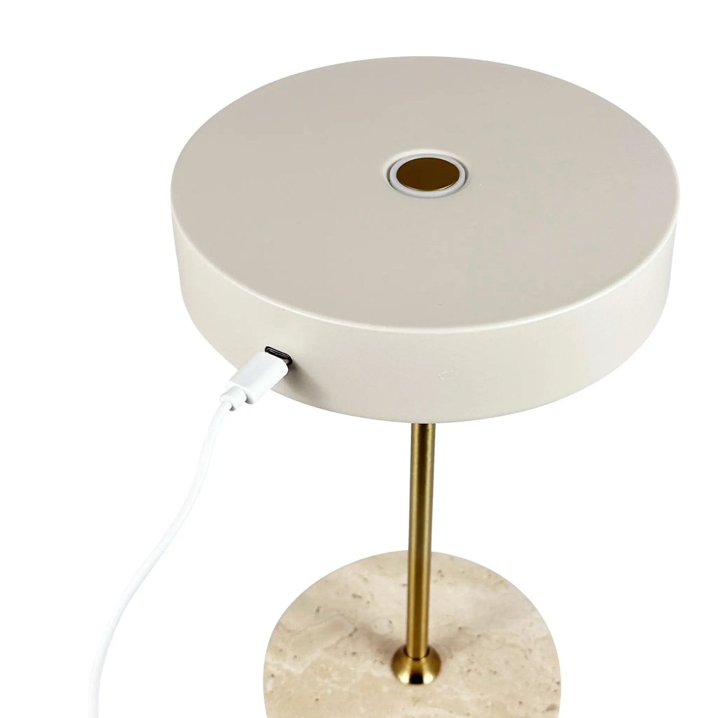 Dyberg Larsen Moonlight Bordslampa LED Laddningsbar, Beige/Mässing/Travertin