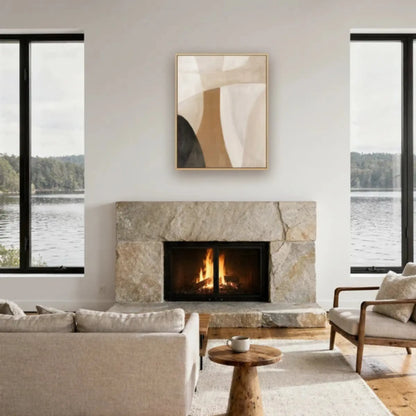 Eightmood Margin Inramat Canvastryck 80x100 cm, Kamel/Beige/Svart