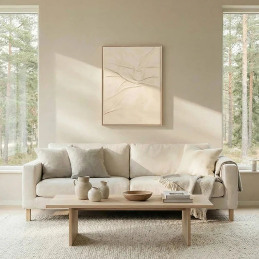 Eightmood Stillness Handmålad Tavla 90x120 cm, Offwhite
