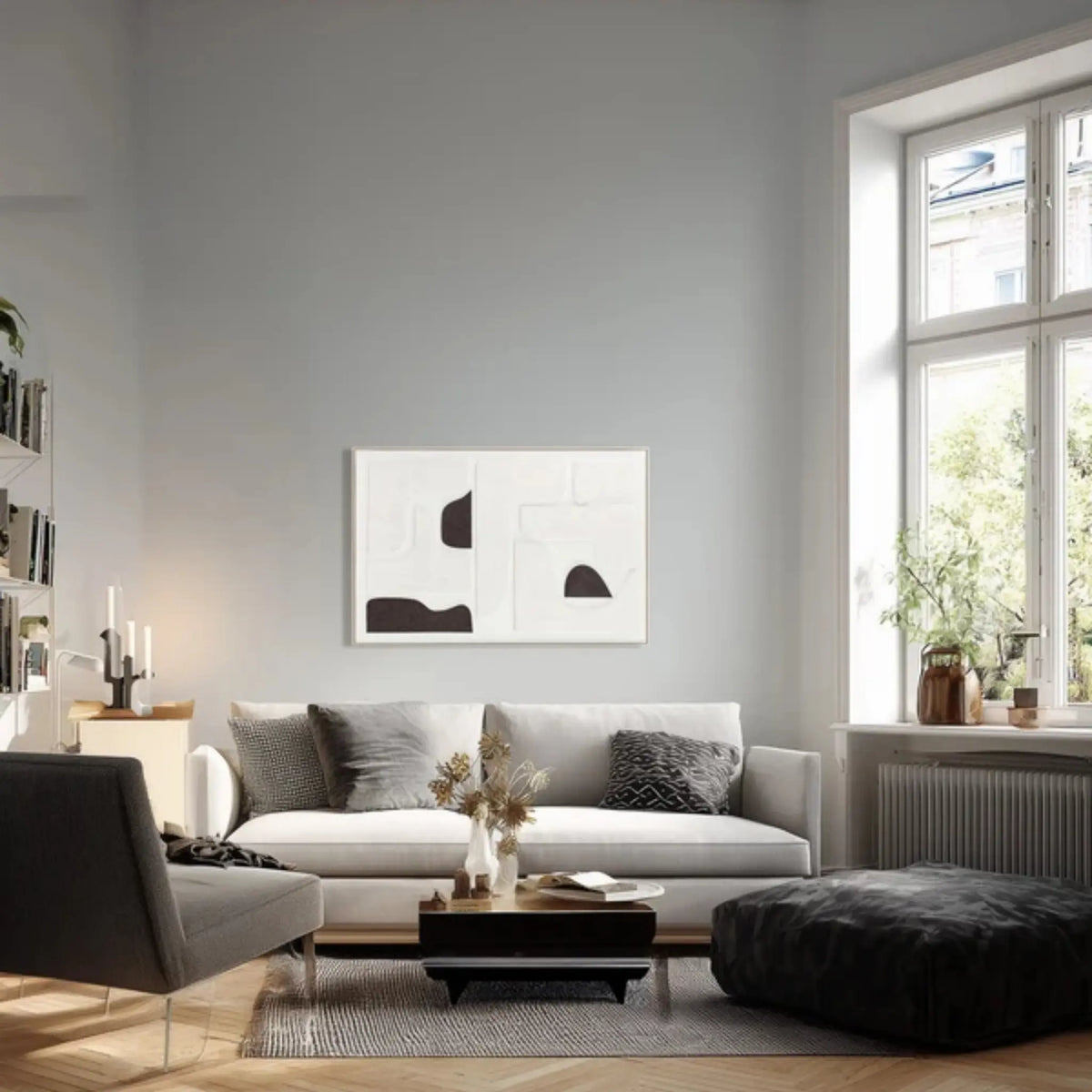 Eightmood Cartus 3D-Målning 80x120 cm, Svart/Vit