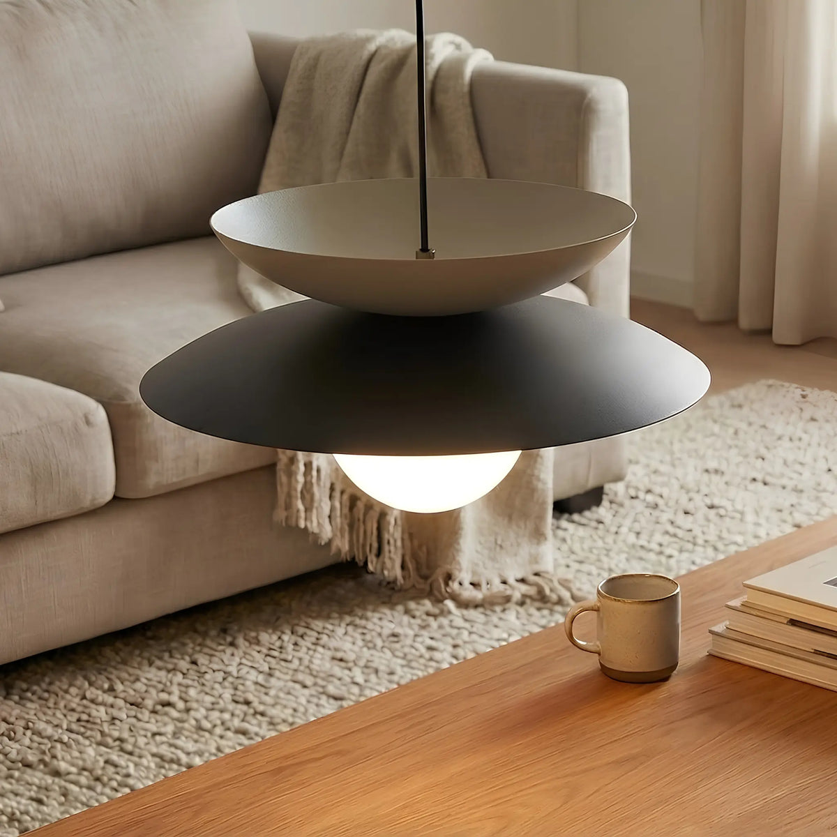 Emibig Nagoya Pendellampa Ø41 cm, Svart/Beige